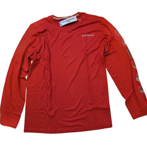 Smartwool Long Sleeve Tee With Mens XL Red Arm Paches - Picture 2 of 5